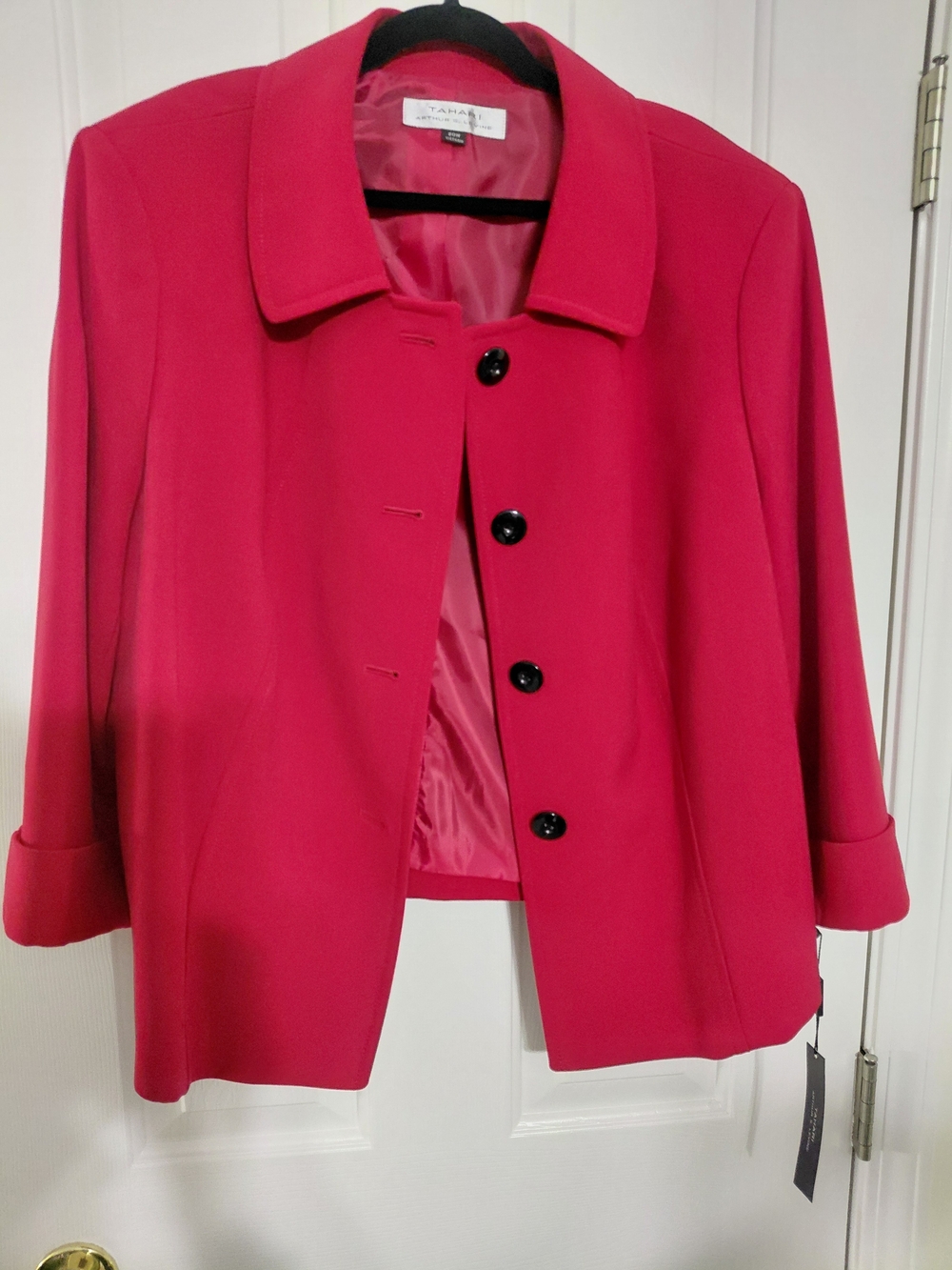 Tahari RED Three-Quarter Sleeve Single-Breasted Blazer